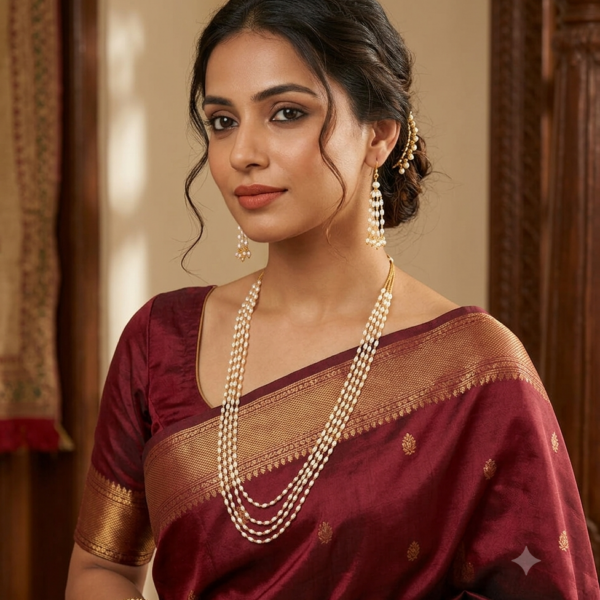 Multi layer Rice Pearl Taar mala