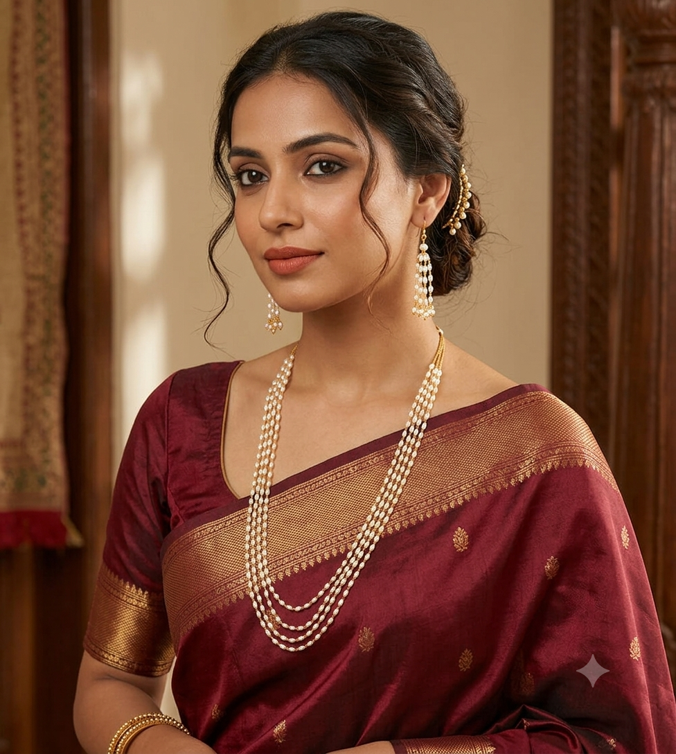 Multi layer Rice Pearl Taar mala