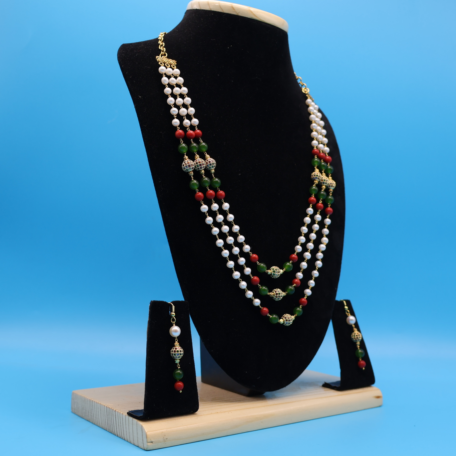 Multicolour Taar mala Necklace Set - Image 4