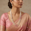 CZ Ruby Stone Pendant Pearl Necklace