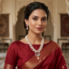 Ruby Pendant Zigzag Pearl Necklace