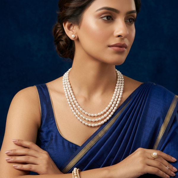 Three Layer Grey Pearl Necklace