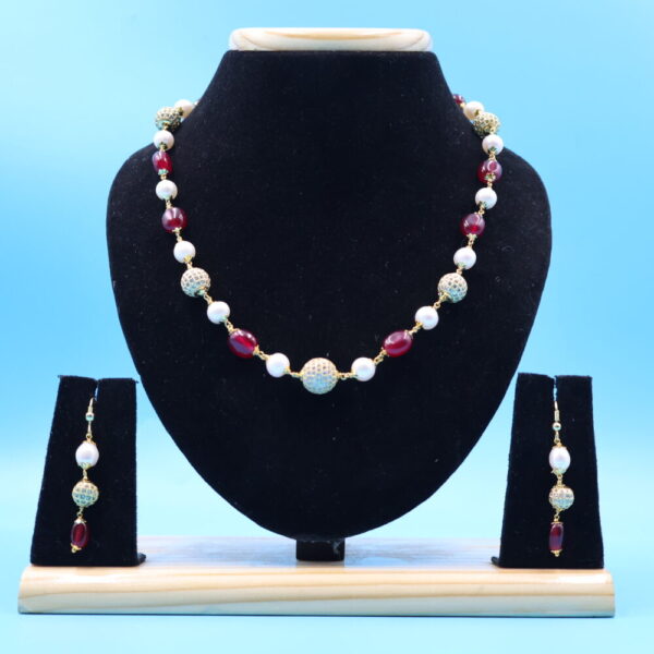 Alternative view of Stone And Nakshi Ball Taar Mala Necklace