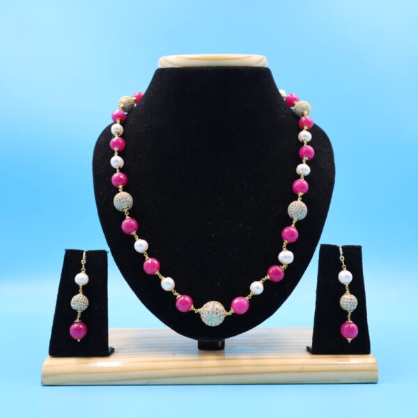 Alternative view of Stone And Nakshi Ball Taar Mala Necklace