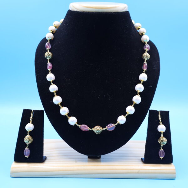 Alternative view of Nakshi Ruby Pearl Taar Mala Pure Silver