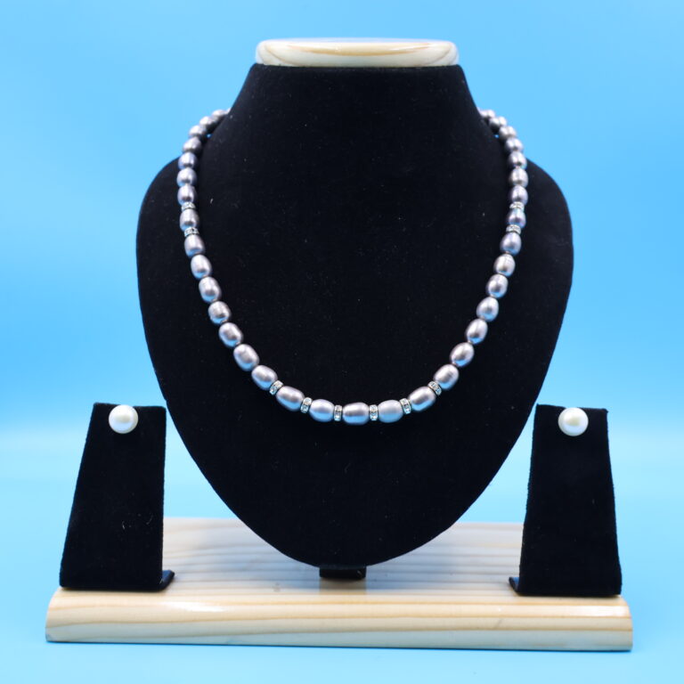 Grey Oval Pearl Necklace - Image 2