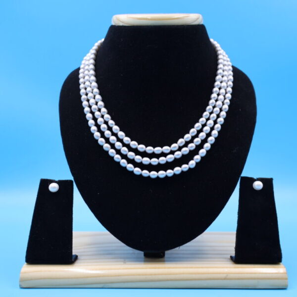 Alternative view of Three Layer Grey Pearl Necklace