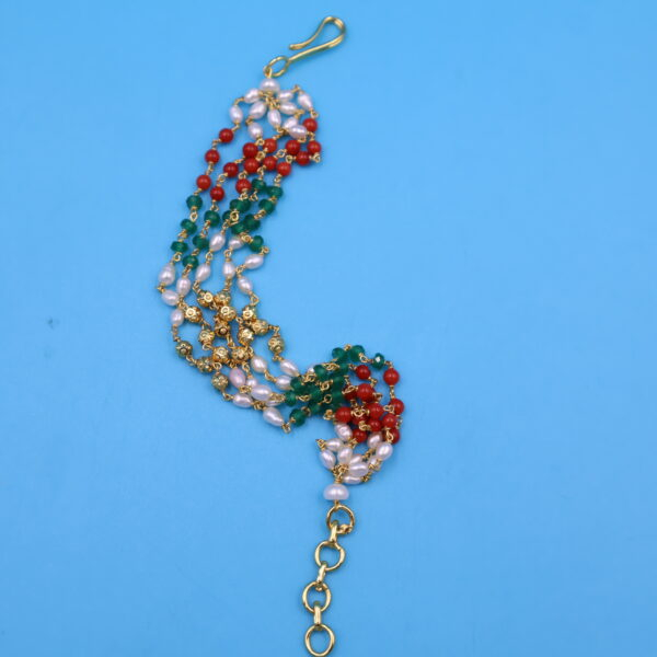 Alternative view of Coral and Emerald Pearl Bracelet