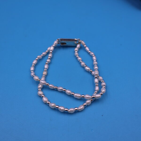 Alternative view of Two Layer Rice Pearl Bracelet