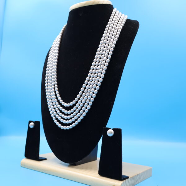 Alternative view of Grey Five Layer Pearl Necklace