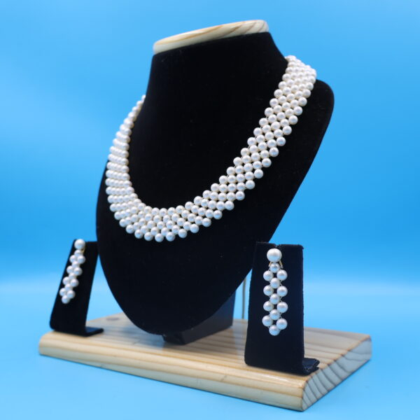 Alternative view of Plain Jali Pearl Necklace