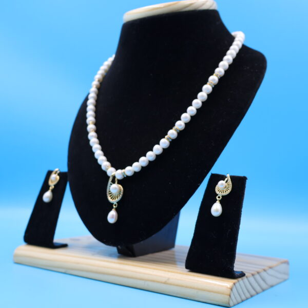 Alternative view of CZ Gold Plated Pearl Necklace