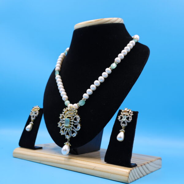 Alternative view of CZ Emerald Pearl Necklace