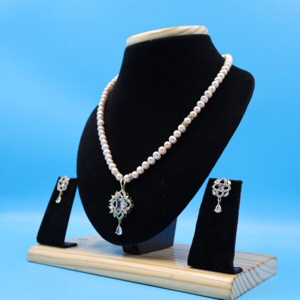 Alternative view of CZ Pendant Cream Pearl Necklace
