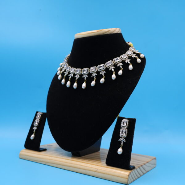 Alternative view of CZ Stone & Pearls Necklace