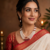 Red Stone Oval Pearl Necklace