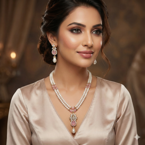 Ruby Pendant Double Pendant Pearl Necklace