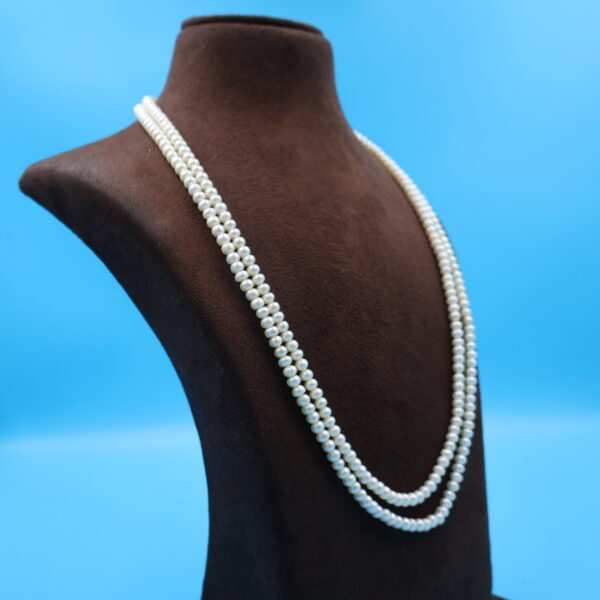 Alternative view of Two Layer white Pearl Necklace Set