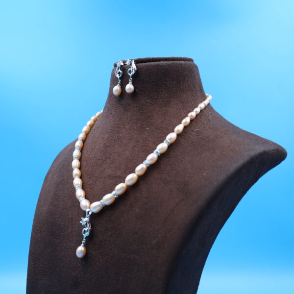 Alternative view of CZ Silver Plated Pearl Necklace