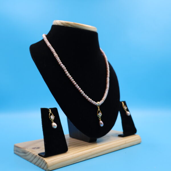 Alternative view of CZ Gold Plated Pearl Necklace