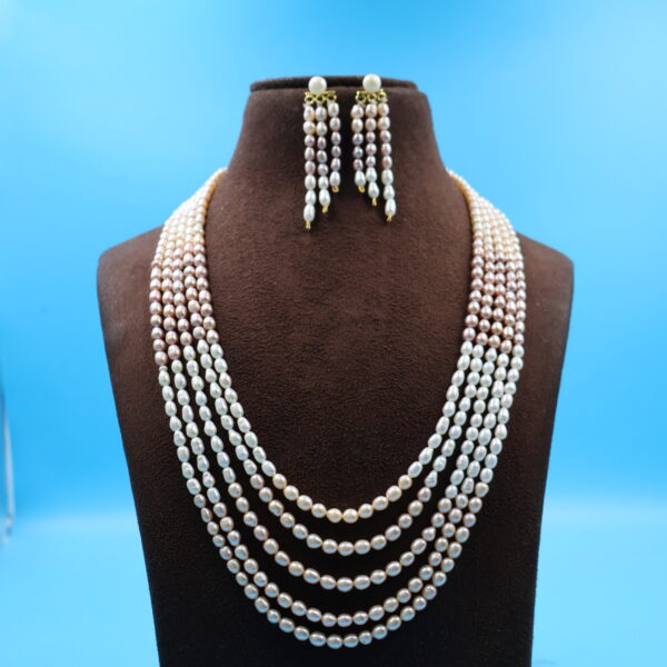 Alternative view of Five Layer Oval Pearl Necklace