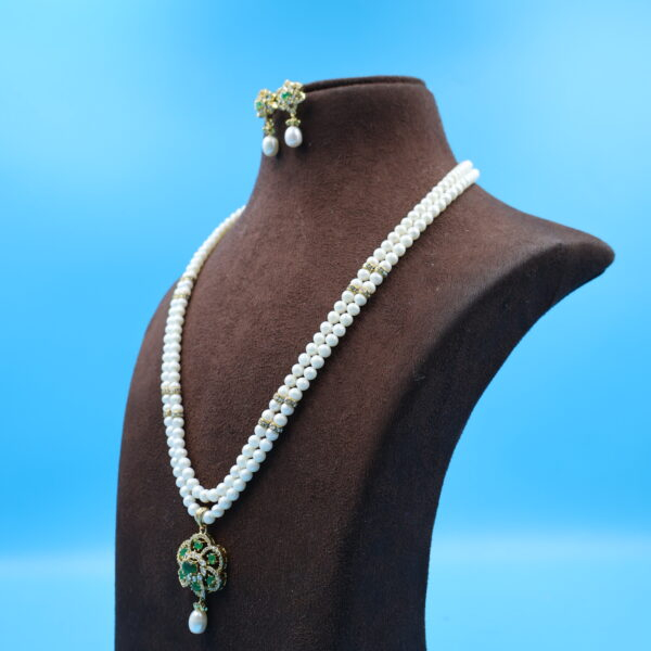 Alternative view of CZ Pendant Pearl Necklace Set