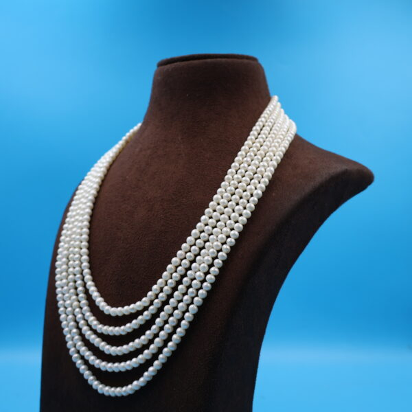Alternative view of White Plain Pearl Long Mala