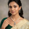 CZ Pendant Pearl Necklace Set