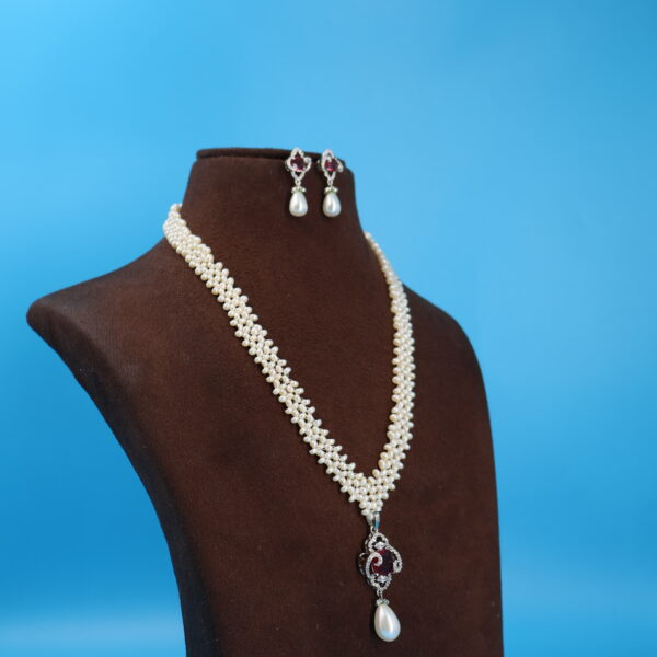 Alternative view of Ruby Stone Chandani Pearl Necklace