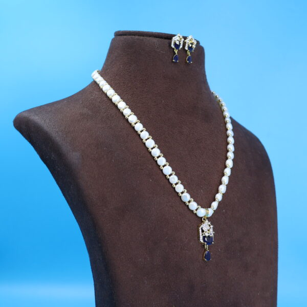 Alternative view of CZ Pendant Button Pearl Necklace