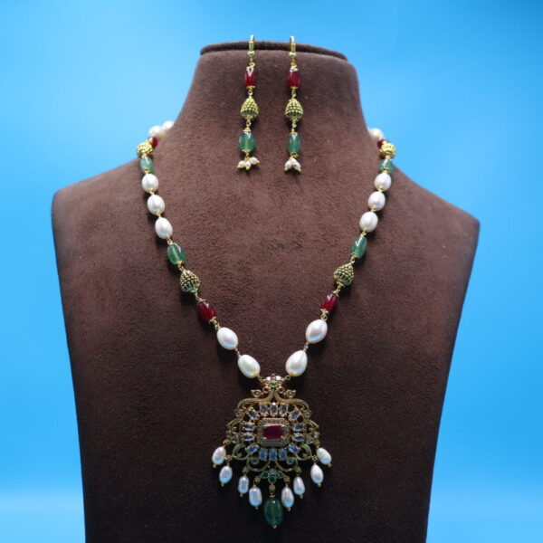 Alternative view of CZ Pendant Pearl Taar Mala Necklace