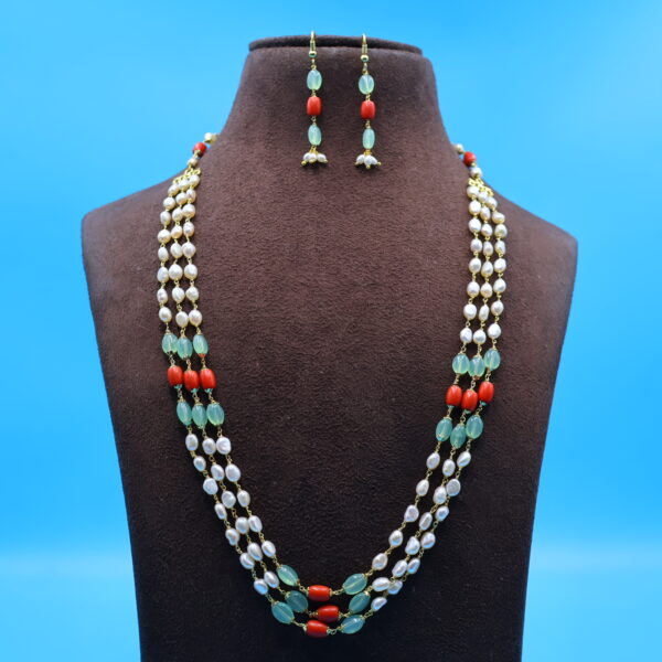 Alternative view of Emerald Coral Nakshi Taar Mala