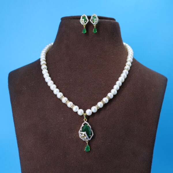 Alternative view of CZ Pendant Pearl Necklace