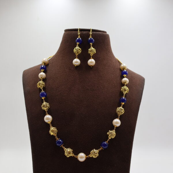 Alternative view of Pumpkin Beeds pearl taar mala