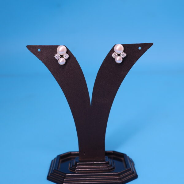 Alternative view of Elegant Cluster Silver Pearl Earrings