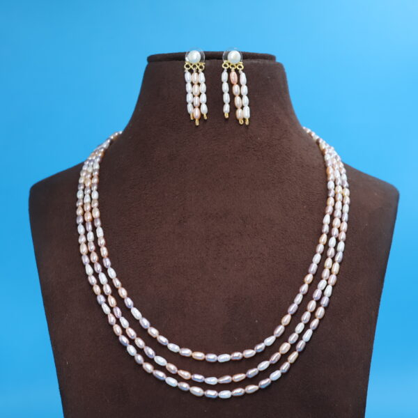 Alternative view of Three Layer Multi Color Pearl Necklace