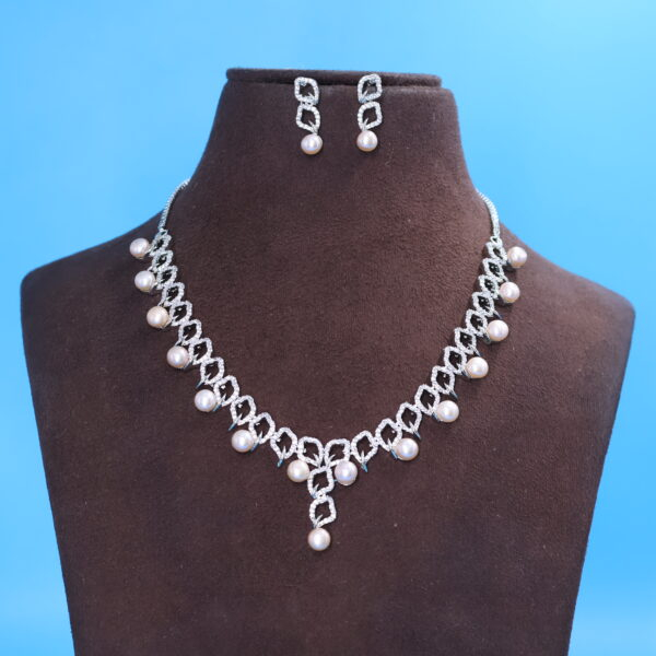 Alternative view of CZ Pink Pearl Necklace Sets