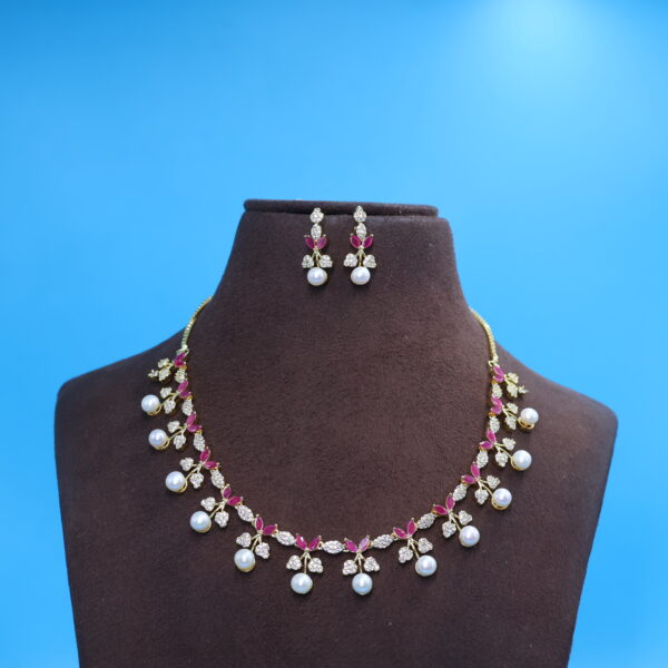 Alternative view of Latest Design Ruby Pearl Necklace Sets