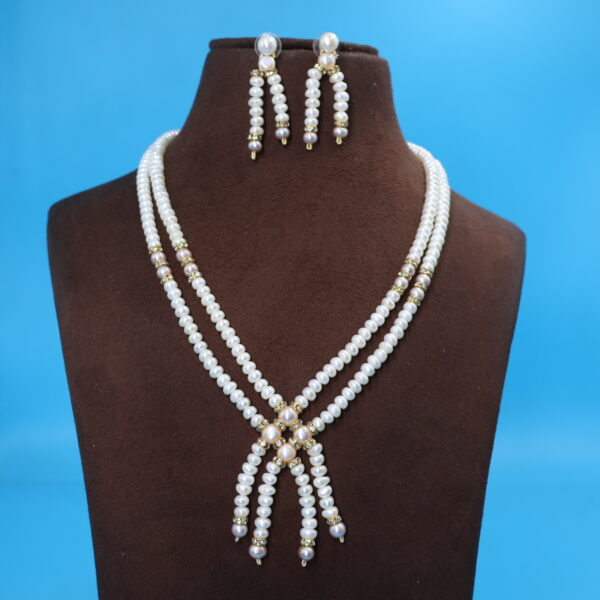 Alternative view of double layer Plain Pearls Necklaces Sets