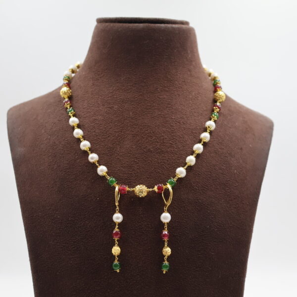 Alternative view of CZ Pearl Taar Mala Necklace