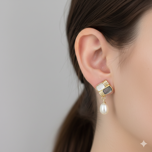 Pearl Drop Stud Earrings