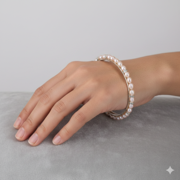 Pearl Crystal Bangle Set