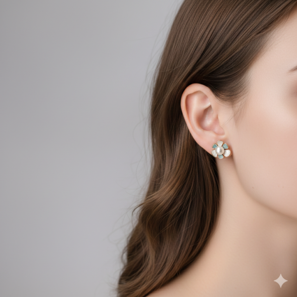 Pearl Enamel Stud Earrings