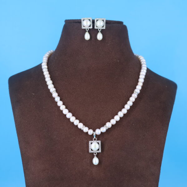 Alternative view of CZ Pendant Pearl Necklace Sets