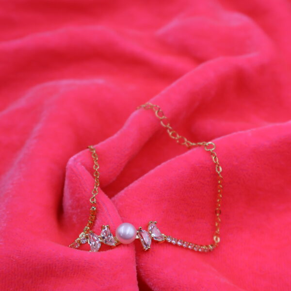 Alternative view of Elegant Pearl Crystal Gold Bracelet