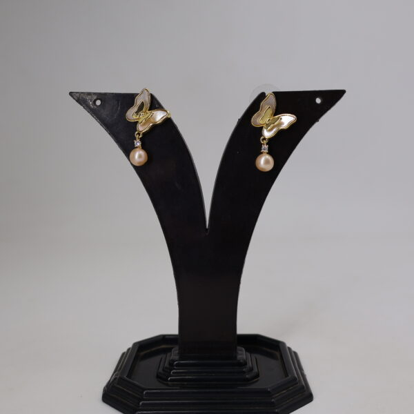 Alternative view of Butterfly Pearl Drop Earrings