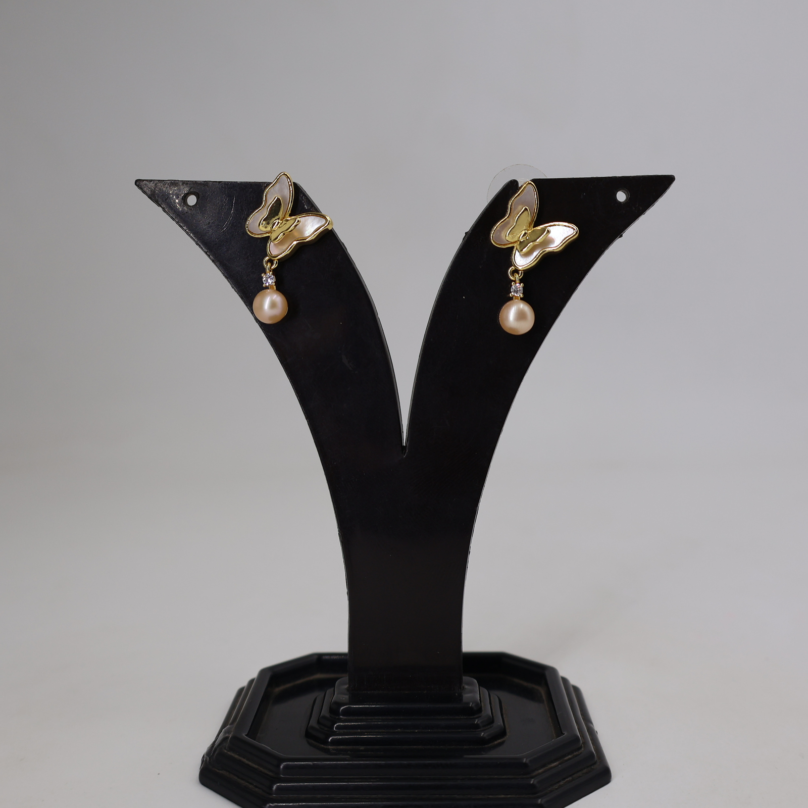 Butterfly Pearl Drop Earrings - Image 2