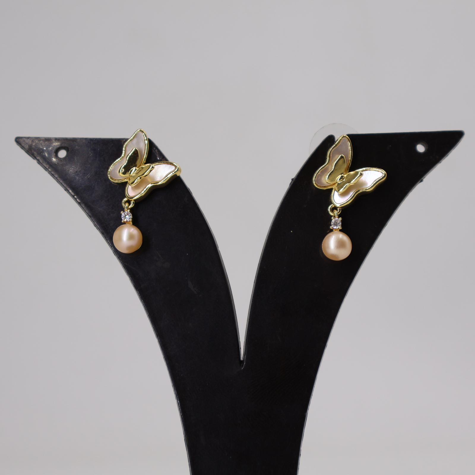 Butterfly Pearl Drop Earrings - Image 3