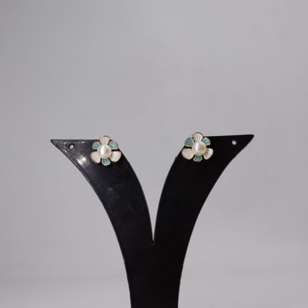 Alternative view of Floral Pearl Enamel Stud Earrings