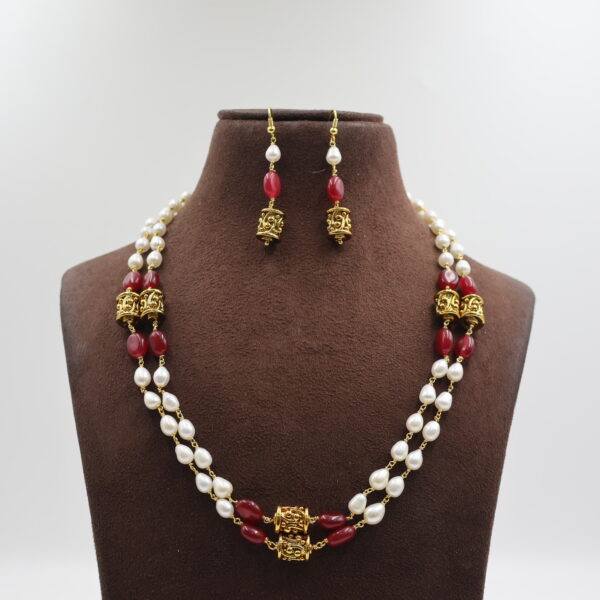 Alternative view of Ruby Oval Pearl Tar mala